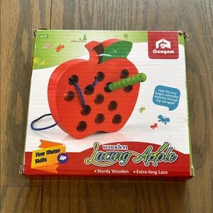 Wooden Lacing Apple Toy - Red and Green